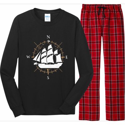 Compass Sailing Ship Boat Sailor Nautic Long Sleeve Pajama Set