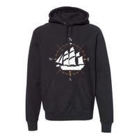 Compass Sailing Ship Boat Sailor Nautic Premium Hoodie