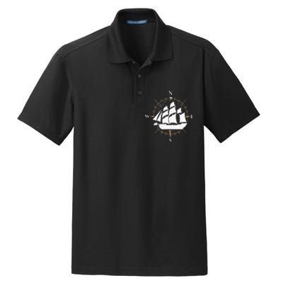 Compass Sailing Ship Boat Sailor Nautic Dry Zone Grid Polo