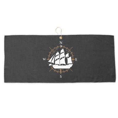 Compass Sailing Ship Boat Sailor Nautic Large Microfiber Waffle Golf Towel