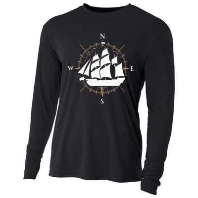 Compass Sailing Ship Boat Sailor Nautic Cooling Performance Long Sleeve Crew