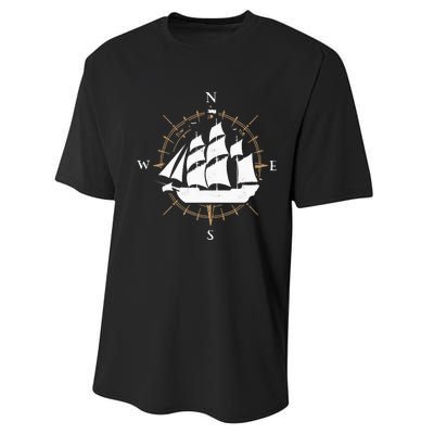 Compass Sailing Ship Boat Sailor Nautic Performance Sprint T-Shirt