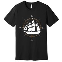 Compass Sailing Ship Boat Sailor Nautic Premium T-Shirt