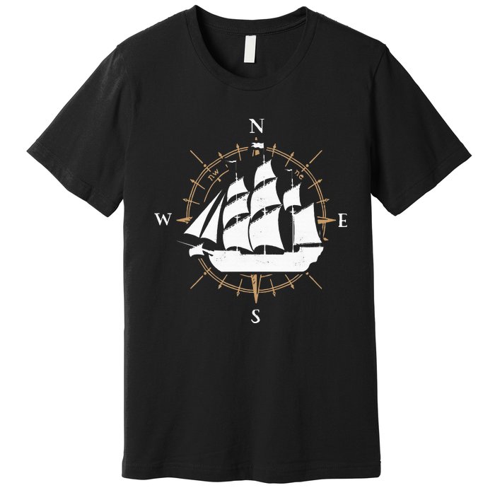 Compass Sailing Ship Boat Sailor Nautic Premium T-Shirt