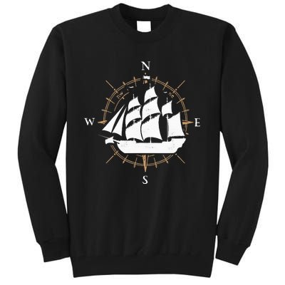 Compass Sailing Ship Boat Sailor Nautic Tall Sweatshirt