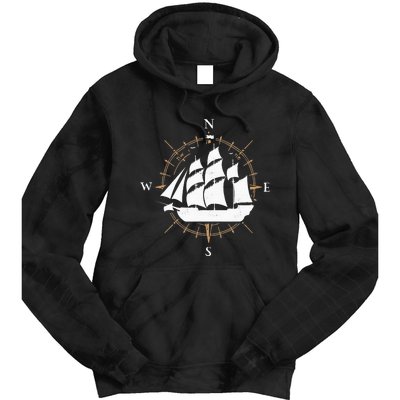 Compass Sailing Ship Boat Sailor Nautic Tie Dye Hoodie