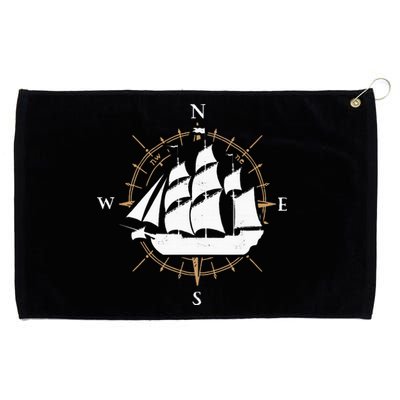 Compass Sailing Ship Boat Sailor Nautic Grommeted Golf Towel