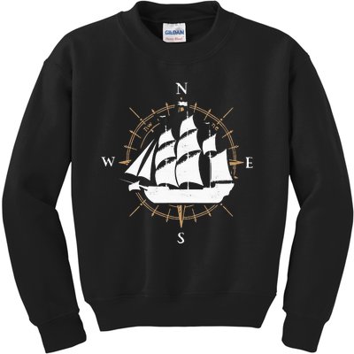 Compass Sailing Ship Boat Sailor Nautic Kids Sweatshirt