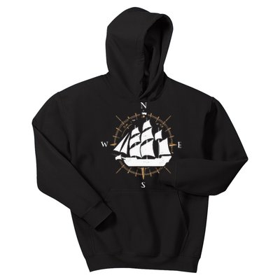 Compass Sailing Ship Boat Sailor Nautic Kids Hoodie