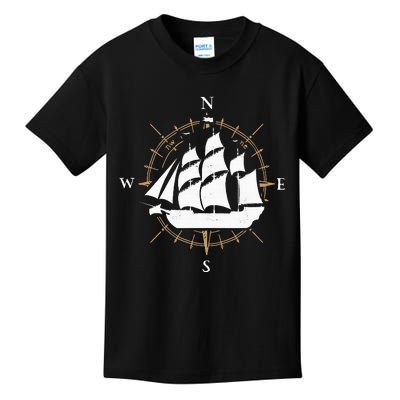 Compass Sailing Ship Boat Sailor Nautic Kids T-Shirt