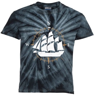 Compass Sailing Ship Boat Sailor Nautic Kids Tie-Dye T-Shirt