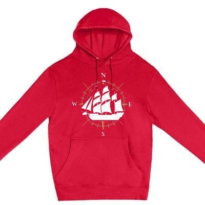 Compass Sailing Ship Boat Sailor Nautic Premium Pullover Hoodie