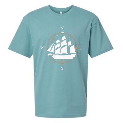 Compass Sailing Ship Boat Sailor Nautic Sueded Cloud Jersey T-Shirt