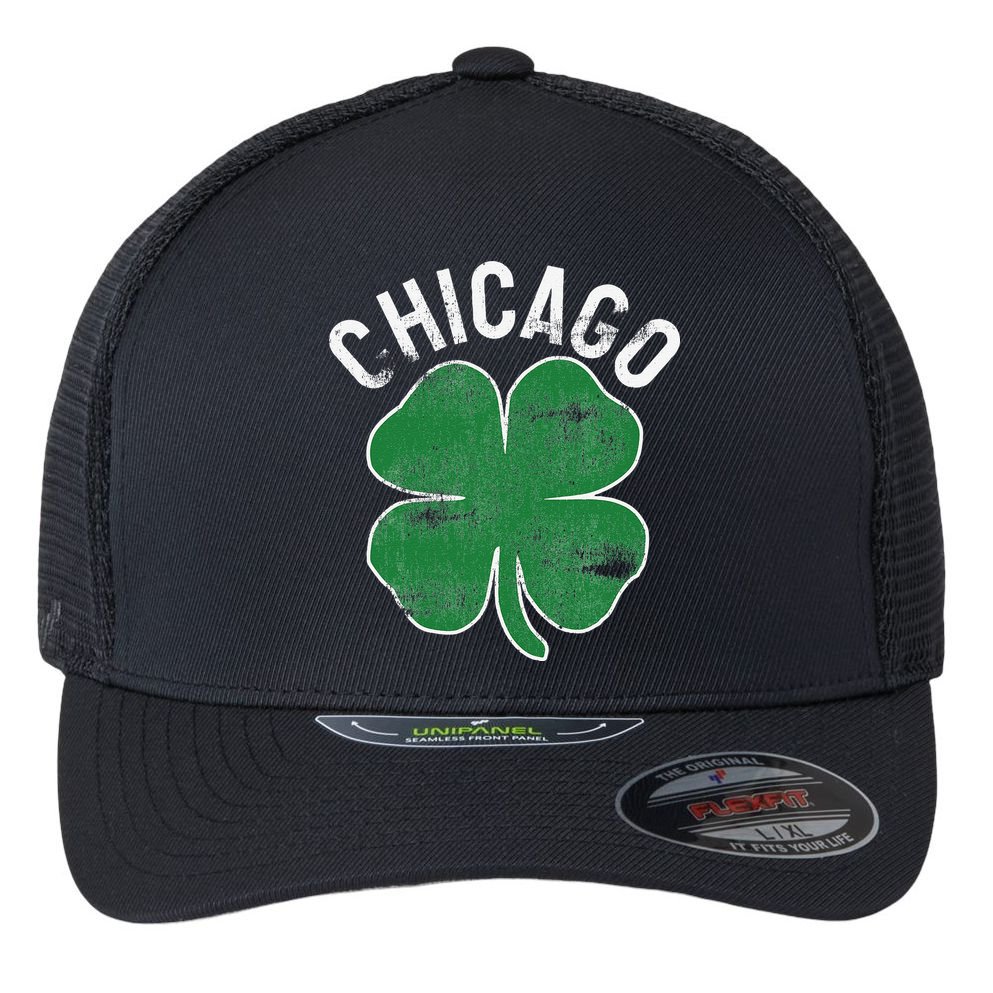 Chicago Shamrock St. Patrick's Day Saint Paddy's Irish Flexfit Unipanel Trucker Cap