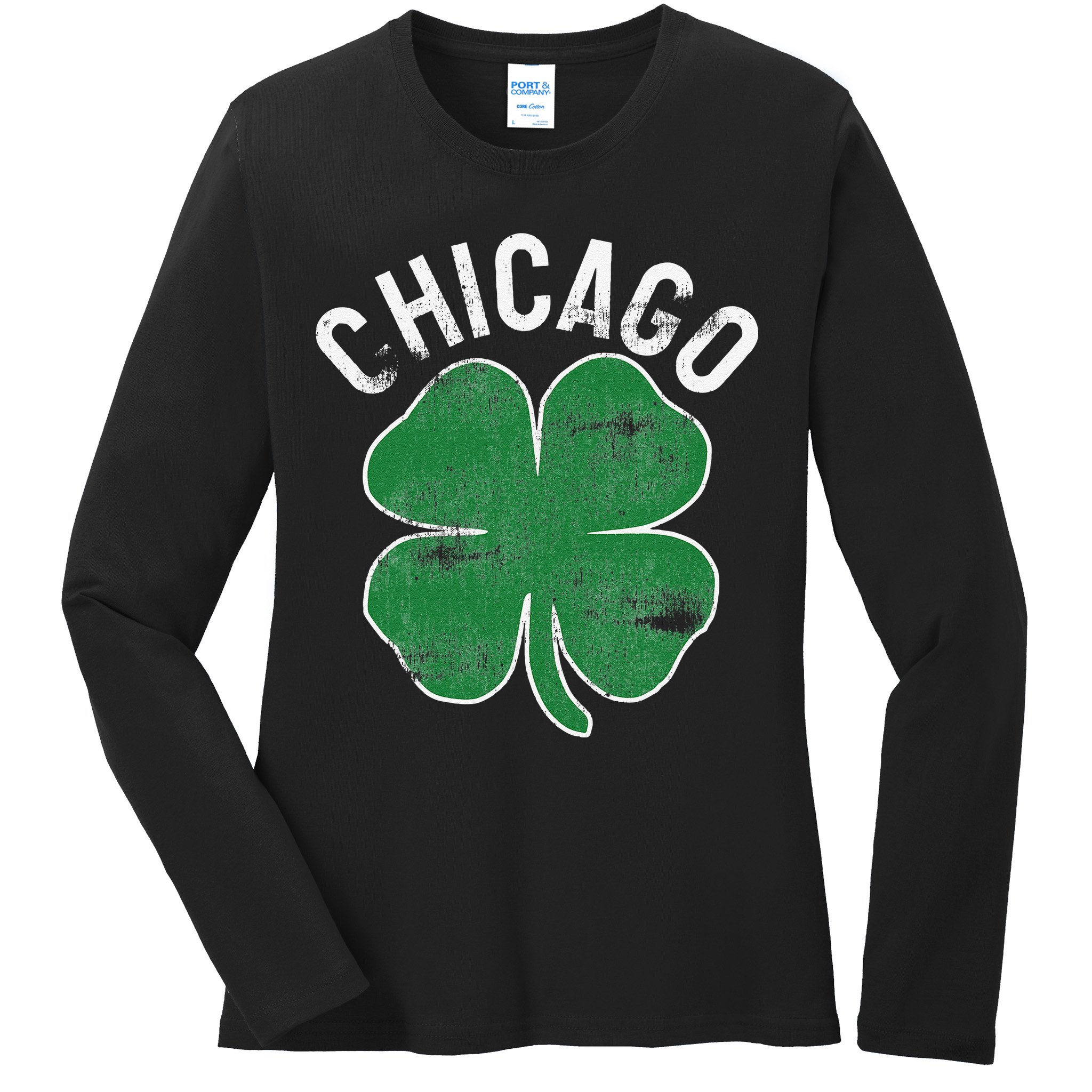 Chicago Shamrock St. Patrick's Day Saint Paddy's Irish Ladies Long Sleeve Shirt