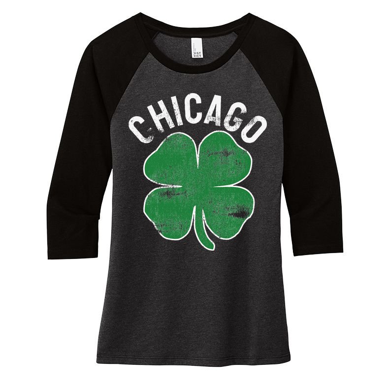 Chicago Shamrock St. Patrick's Day Saint Paddy's Irish Women's Tri-Blend 3/4-Sleeve Raglan Shirt