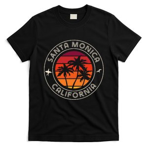 California Sunset Surfer And Seagull Santa Monica Beach T-Shirt