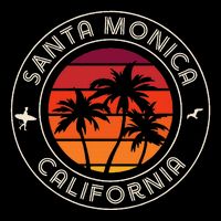 California Sunset Surfer And Seagull Santa Monica Beach Button