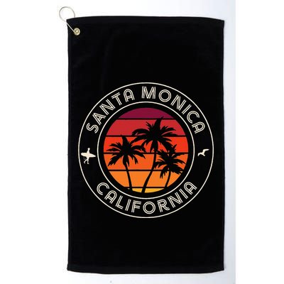 California Sunset Surfer And Seagull Santa Monica Beach Golf Towel
