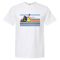 Charleston Sc South Carolina Gift Beach Retro Vintage Sunset Garment-Dyed Heavyweight T-Shirt