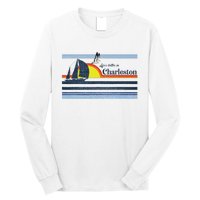 Charleston Sc South Carolina Gift Beach Retro Vintage Sunset Long Sleeve Shirt