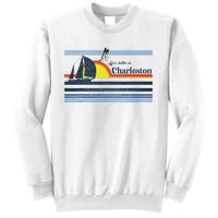 Charleston Sc South Carolina Gift Beach Retro Vintage Sunset Sweatshirt