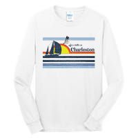 Charleston Sc South Carolina Gift Beach Retro Vintage Sunset Tall Long Sleeve T-Shirt