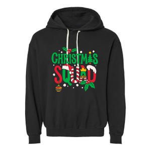 Christmas Squad Santa Elf Family Matching Pajamas Garment-Dyed Fleece Hoodie