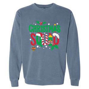 Christmas Squad Santa Elf Family Matching Pajamas Garment-Dyed Sweatshirt