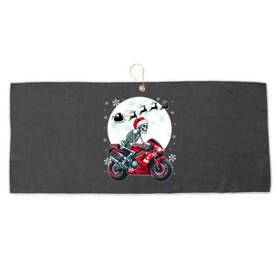 Christmas Santa Skeletons Costume Motorbike Lover Family Gift Large Microfiber Waffle Golf Towel