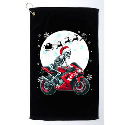 Christmas Santa Skeletons Costume Motorbike Lover Family Gift Platinum Collection Golf Towel