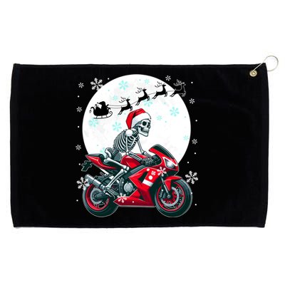 Christmas Santa Skeletons Costume Motorbike Lover Family Gift Grommeted Golf Towel