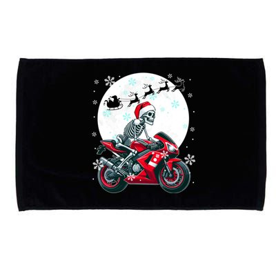 Christmas Santa Skeletons Costume Motorbike Lover Family Gift Microfiber Hand Towel