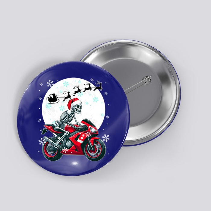 Christmas Santa Skeletons Costume Motorbike Lover Family Gift Button