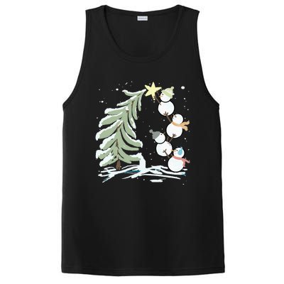 Cute Snowman Stacking Star On The Christmas Tree PosiCharge Competitor Tank