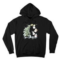 Cute Snowman Stacking Star On The Christmas Tree Tall Hoodie