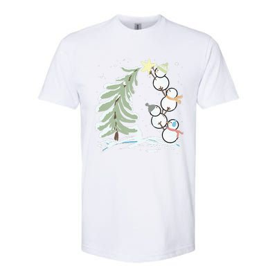 Cute Snowman Stacking Star On The Christmas Tree Softstyle® CVC T-Shirt