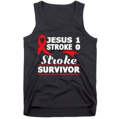 Christian Stroke Survivor Awareness Red Ribbon Brain Attack Tank Top