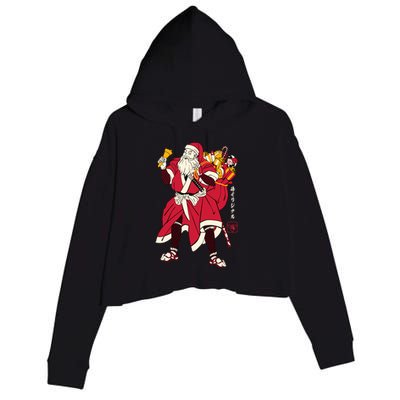 Christmas Santa Samurai Crop Fleece Hoodie