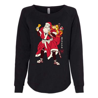 Christmas Santa Samurai Womens California Wash Sweatshirt