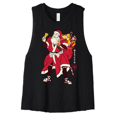 Christmas Santa Samurai Women's Racerback Cropped Tank