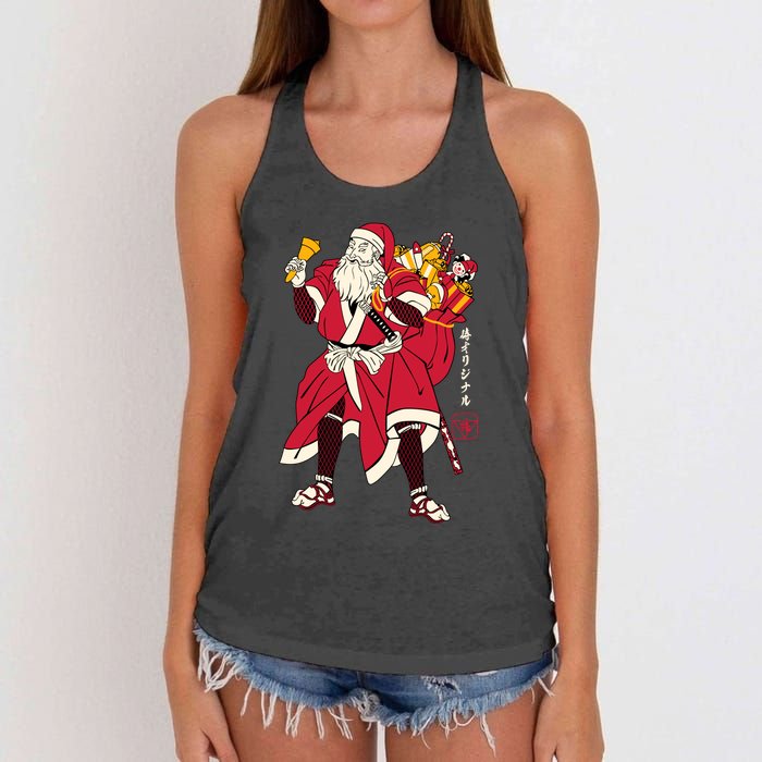 Christmas Santa Samurai Women's Knotted Racerback Tank