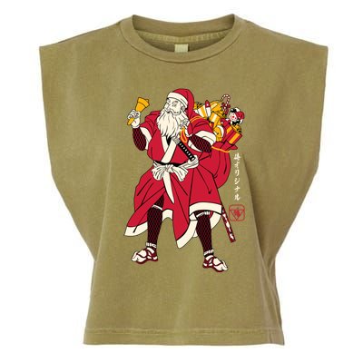 Christmas Santa Samurai Garment-Dyed Women's Muscle Tee