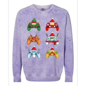 Christmas Santa Snowman Gaming Controllers Elf Colorblast Crewneck Sweatshirt