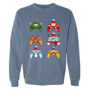 Christmas Santa Snowman Gaming Controllers Elf Garment-Dyed Sweatshirt