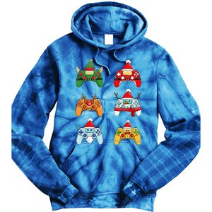 Christmas Santa Snowman Gaming Controllers Elf Tie Dye Hoodie