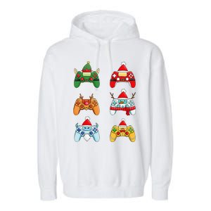 Christmas Santa Snowman Gaming Controllers Elf Garment-Dyed Fleece Hoodie