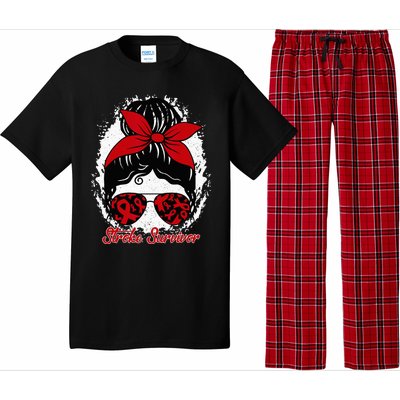 Cute Stroke Survivor Awareness Red Ribbon Brain Attack Pajama Set