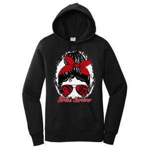 Cute Stroke Survivor Awareness Red Ribbon Brain Attack Women's Pullover Hoodie