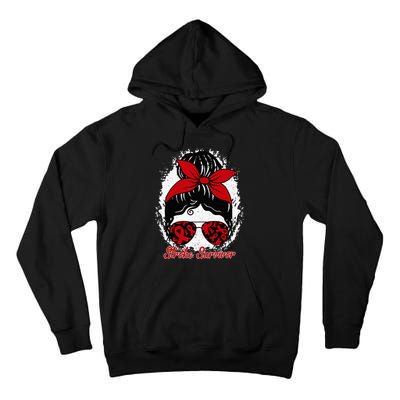 Cute Stroke Survivor Awareness Red Ribbon Brain Attack Tall Hoodie